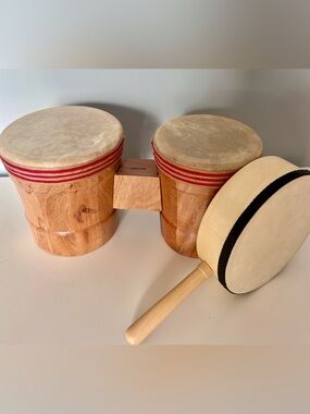 Westco Wooden Bongos & Hand Drum
3 Piece Set Decorative Set